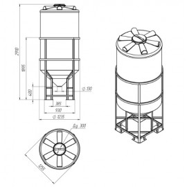Конусная емкость ФМ 2000 литров в обрешетке 